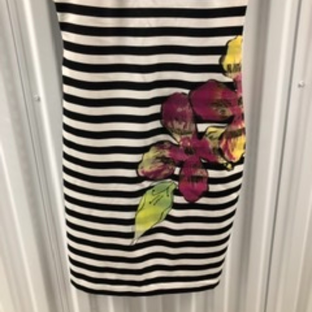 Cache Bodycon Stripy Floral Dress, Size 6 - image 2